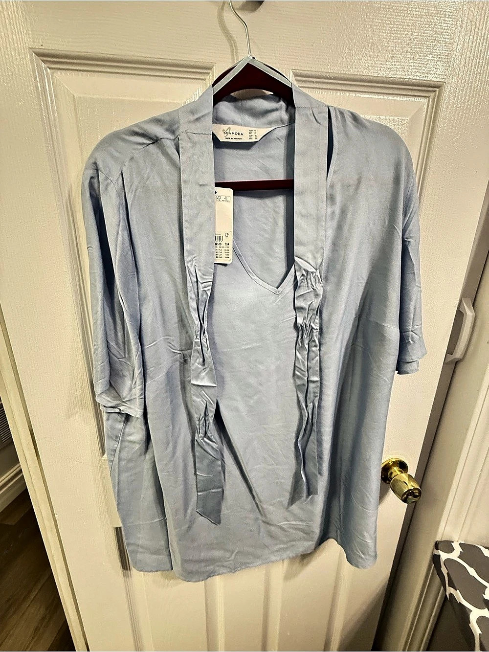 Mia Moda Tie Front Tunic in Blue Size Medium NWT